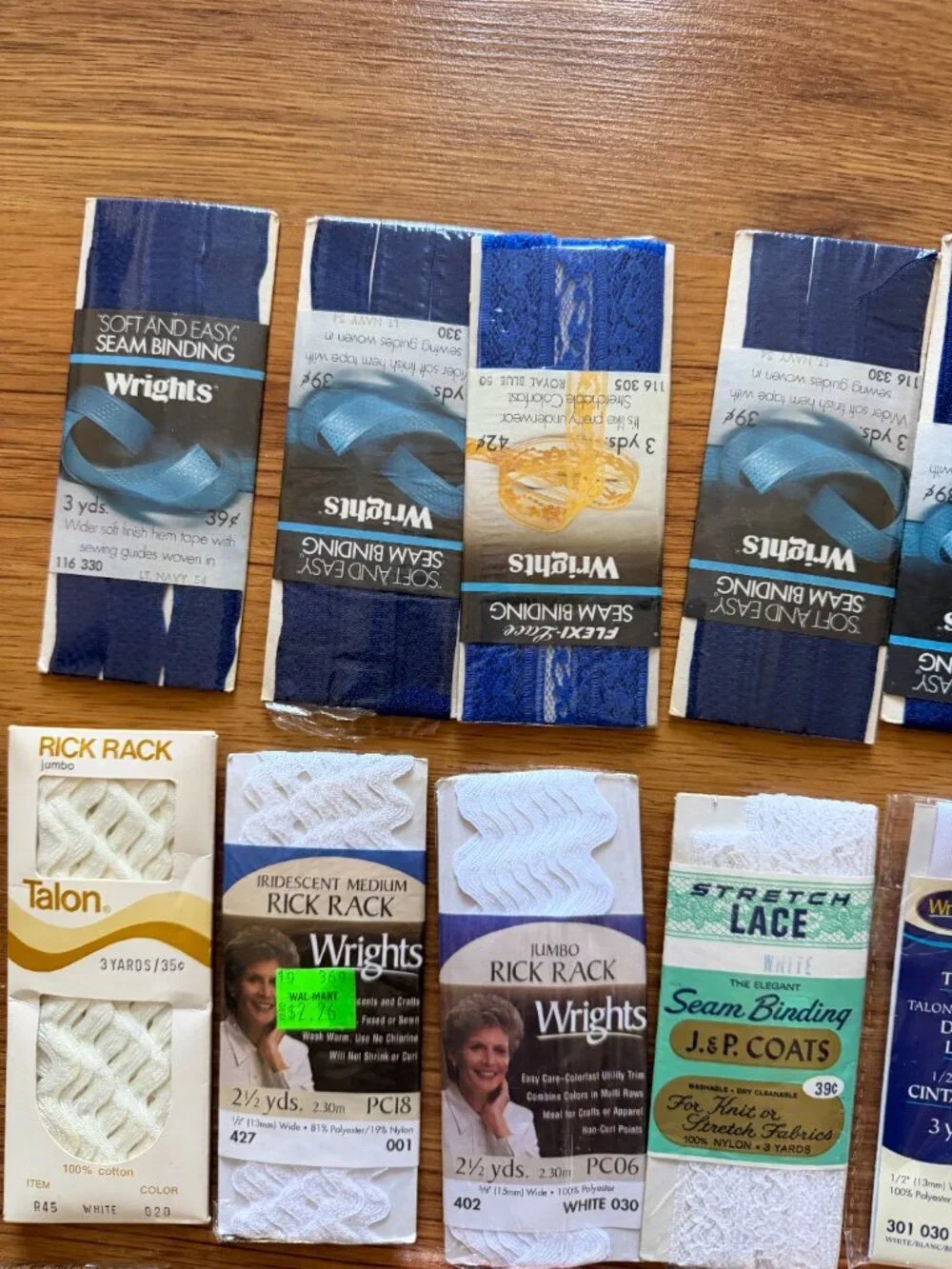 Bundle Sewing Tape Bias, Hem, RicRac, Lace, Piping (Lot of 33)